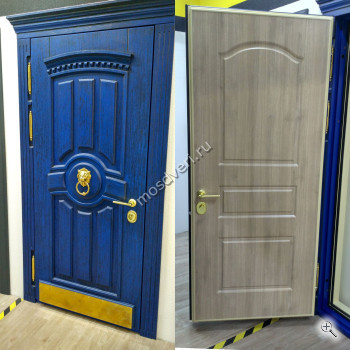 Элитная входная дверь синего цвета глухая - купить от производителя Мосдвери Элитная входная дверь синего цвета глухая