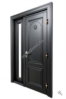 Черная входная дверь с МДФ фрезировкой ЧДД-004 - купить от производителя Мосдвери Черная входная дверь с МДФ фрезировкой ЧДД-004