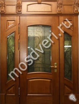 Парадная дверь массив дуба + массив дуба со стеклопакетом и ковкой №9 - купить от производителя Мосдвери Парадная дверь массив дуба + массив дуба со стеклопакетом и ковкой №9
